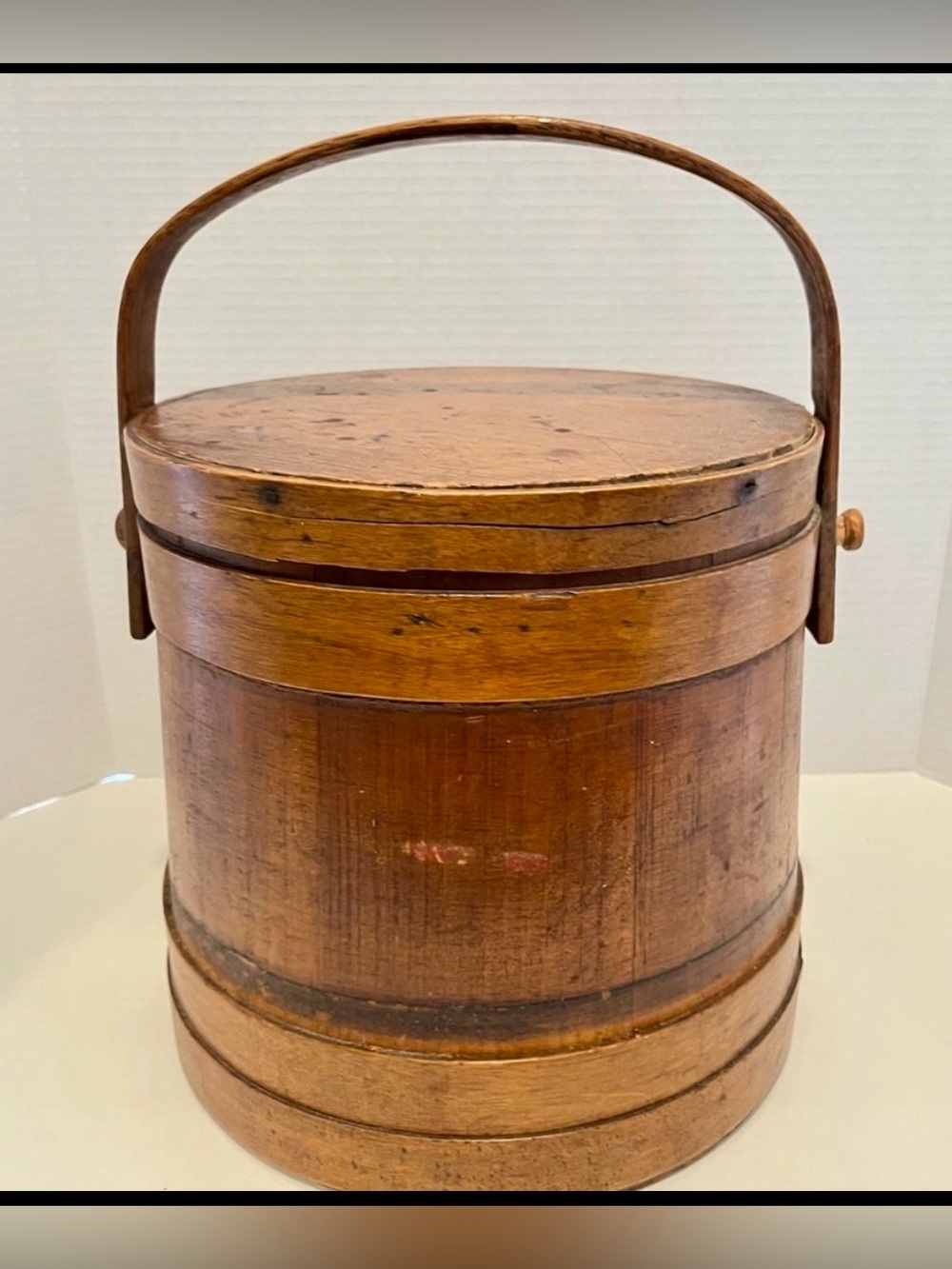 Late 19th Century Hand Made Wooden Shaker Bucket From Pennsylvania, c. 1885